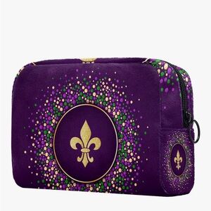 Purple and Gold Fleur-de-Lis Cosmetic Bag